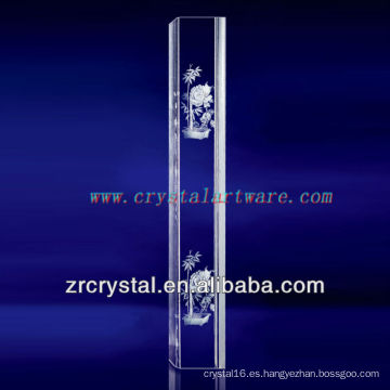 K9 3D Laser Peony grabado cristal con forma de pilar